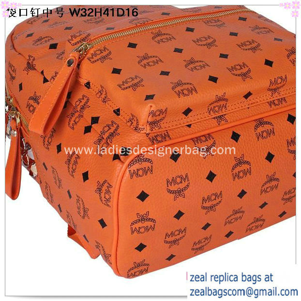 High Quality Replica Hot Sale MCM Medium Top Studs Backpack MC4232 Orange - Click Image to Close